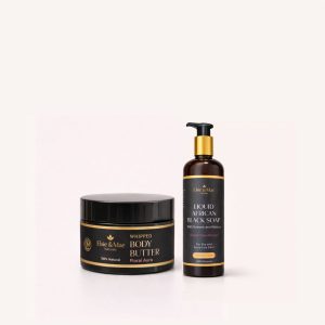 glow bundle 3 whipped body butter (300g) + liquid black soap (500ml)